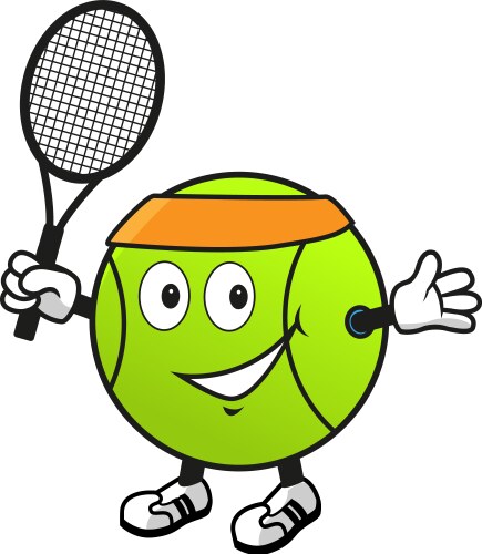 cartoon tennis ball with racket vector image