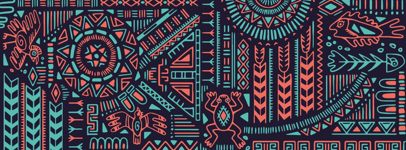 ethnic ancient tribal pattern aztec symbols vector image