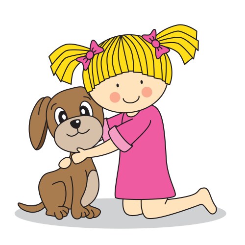 Girl with her dog vector image
