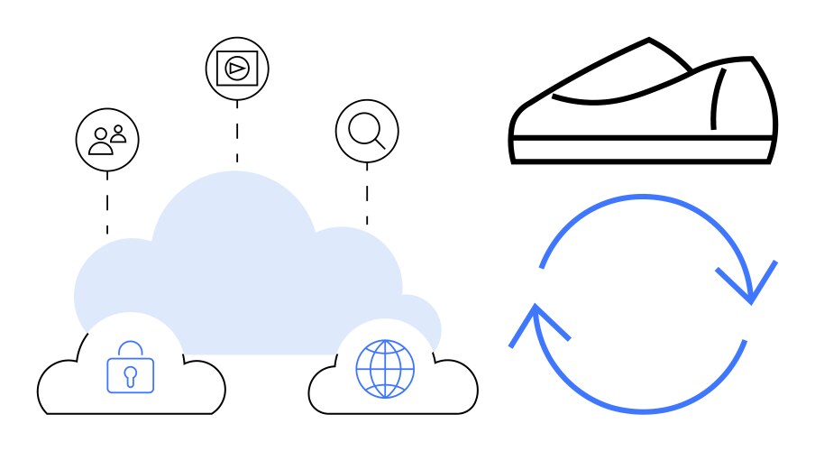 Cloud computing diagram with security networking vektorbild