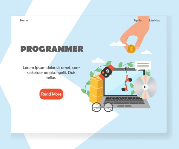 Programmer website landing page design vector image