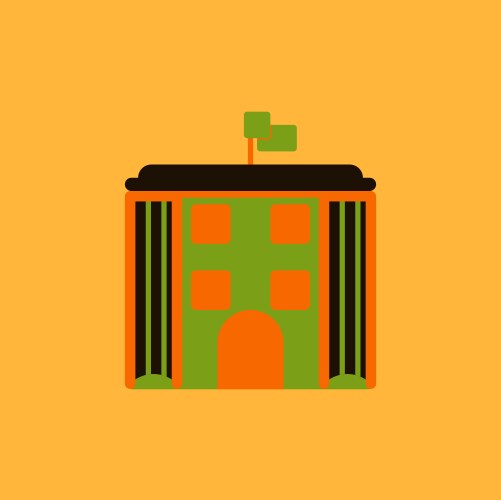 Architecture building and columns with flag vector image