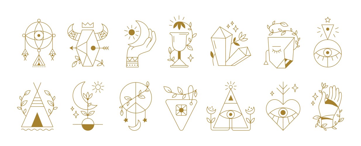 Boho Mystical Symbols Vector Image