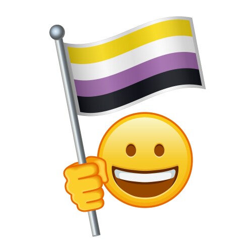 Emoji with non-binary pride flag large size vector image