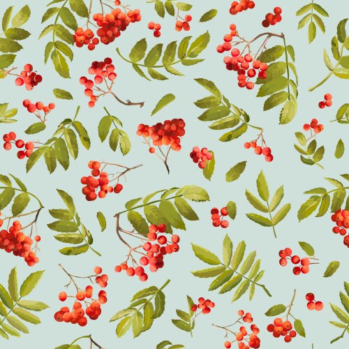Rowan Berry Autumn Seamless Background Vector Image