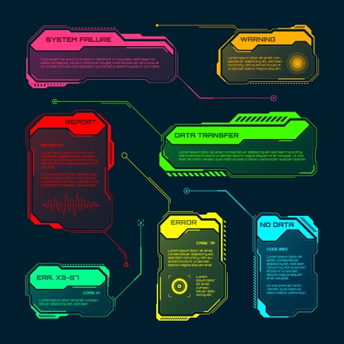 Black futuristic hud ui elements sci-fi user Vector Image