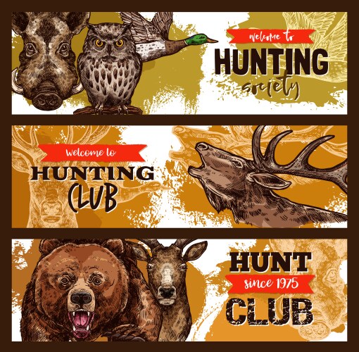 Hunting Banner: Animals & Season Vector Image