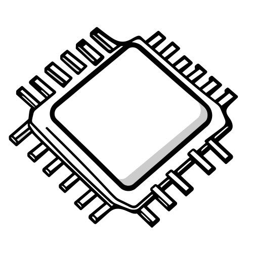 Simple style microchip design with outline vector image