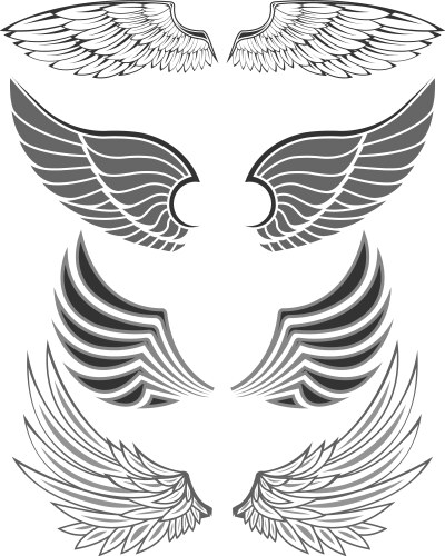 Heraldic bird angel wings set Royalty Free Vector Image