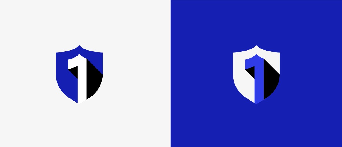 Logo number 1 and shield tech database security vector image