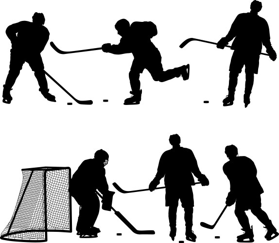 Set of silhouettes hockey player isolated Vector Image