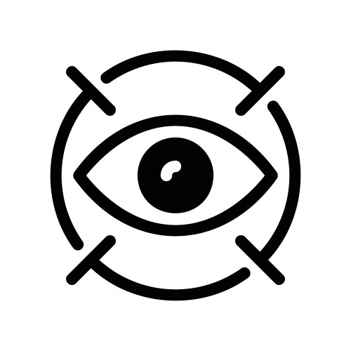 Eye icon centered within target marks indicating vector image