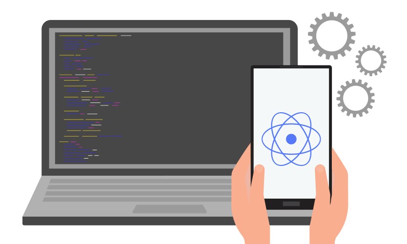 React native creation of cross-platform programs vector image