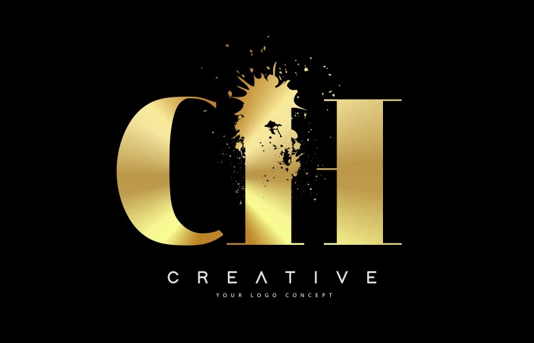 Ch c h letter logo design with black ink Vector Image