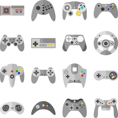 Game console with controllers icon flat isolated Vector Image