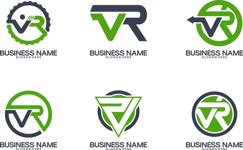 Set v r logo initial designs template Vector Image