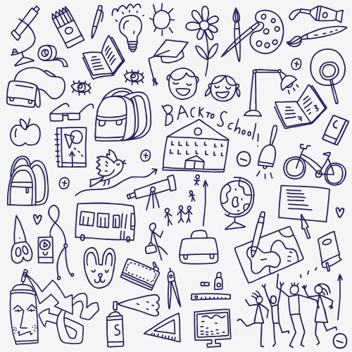 Cute school doodles element Royalty Free Vector Image