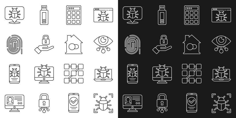Set line system bug on monitor eye scan password vector image