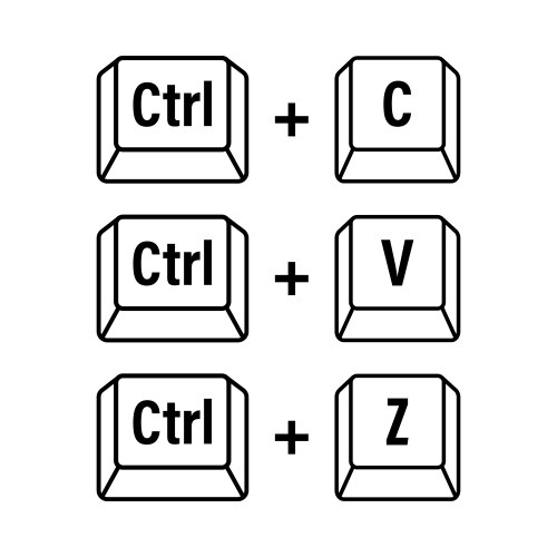Ctrl c v and z computer keyboard vector image