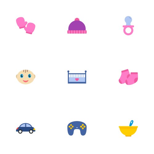 Set of child icons flat style symbols with nip vector image