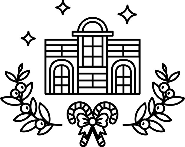 Black and White Church Drawing Vector Image