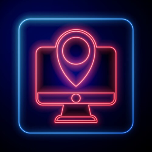 Glowing neon computer monitor and folded map vektorbild