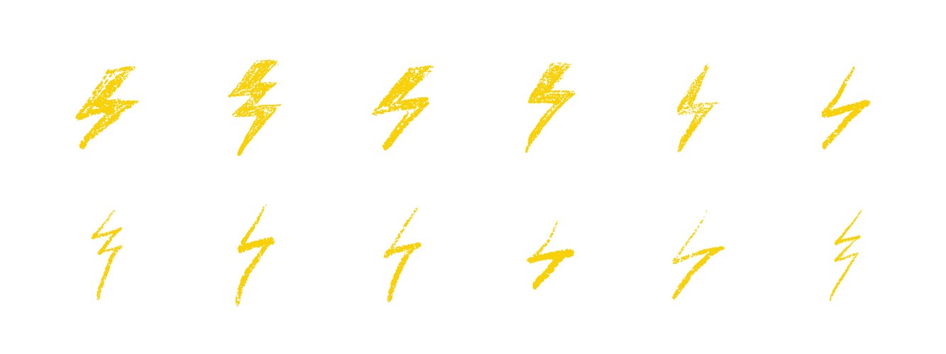 Lightning Bolt Doodle Collection Vector Image
