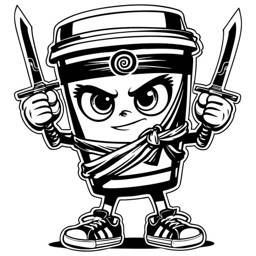 Ninja Cup Fighter - Cool Cartoon Vector Image