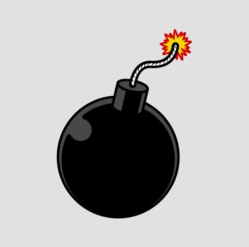 Bomb with burning wick icon vector image