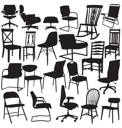 chair silhouettes on white background vector