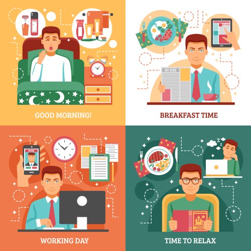 Infographics business man daily life routine Vector Image