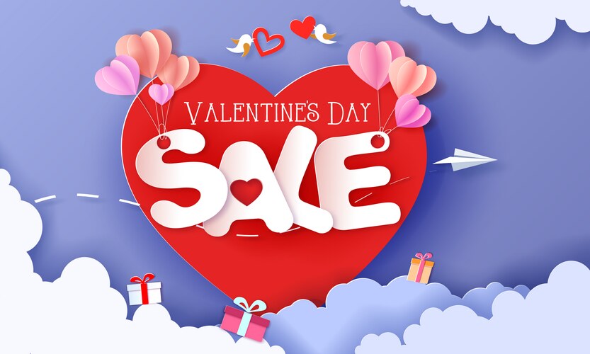 valentines day sale card with big letters vector image