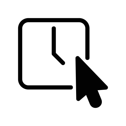 Cursor pointer hovering over a simple clock face vector image