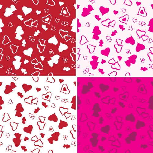 Heart Valentine Pattern Set Vector Image