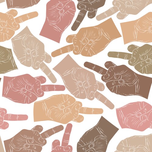 Middle finger hands seamless pattern background Vector Image