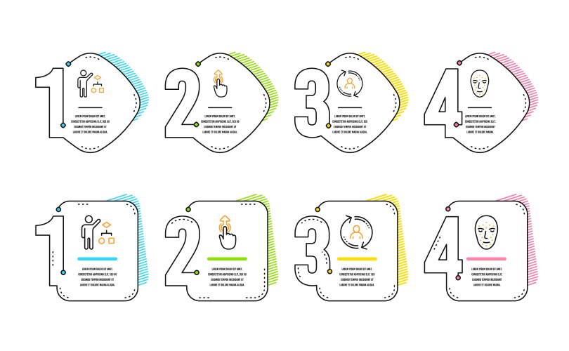 Algorithm swipe up and user info icons set face vektorbild
