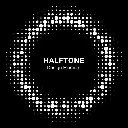 Halftone circle frame with abstract random dots vector image