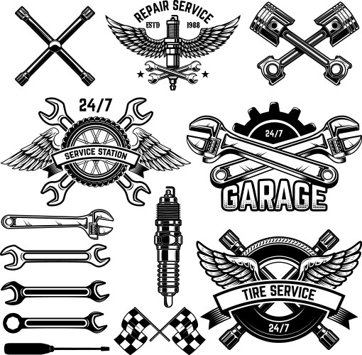 Automotive Repair & Service Icons Vector Image