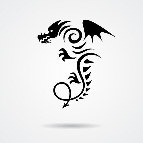 Black dragon on white background Vector Image