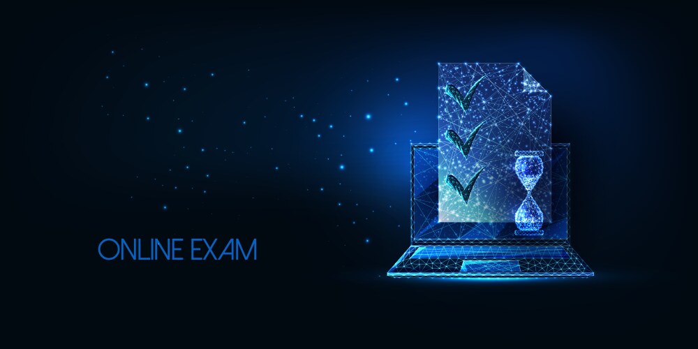 futuristic online exam testing concept vector image