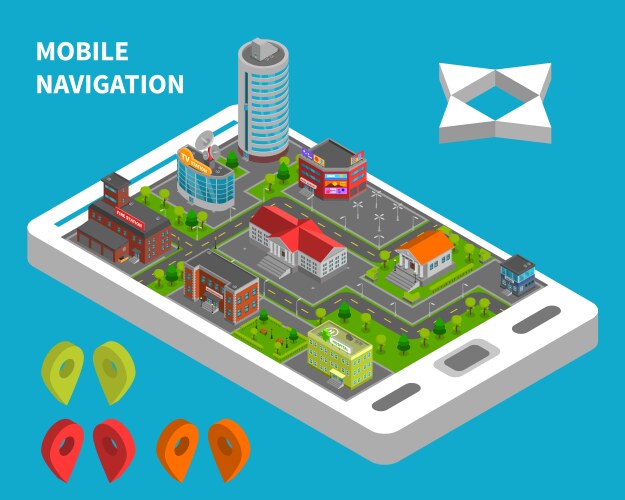 Eco city flat isometric concept Royalty Free Vector Image