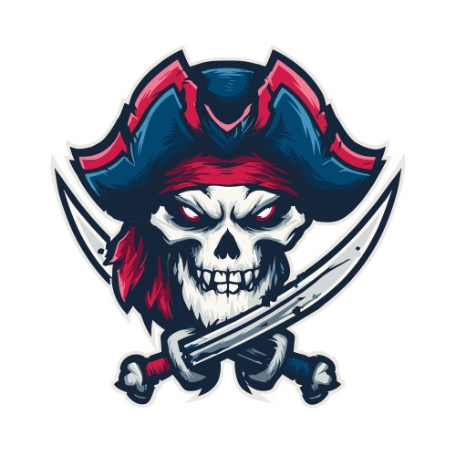 Pirate Skull with Crossed Swords Logo Vector Image