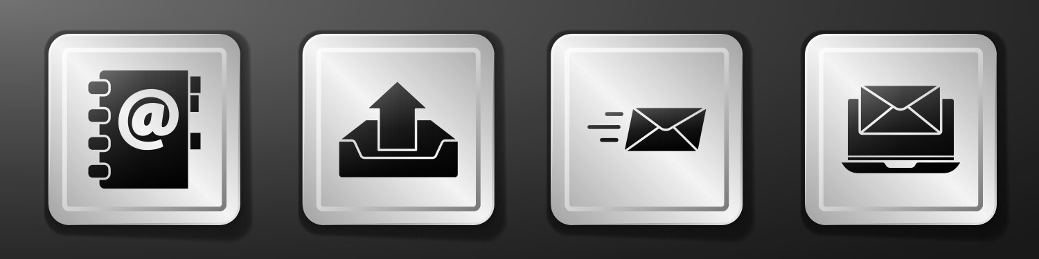 Set address book upload inbox express envelope vector image