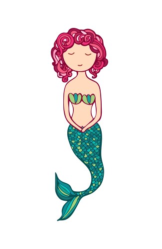 Adorable Mermaid Illustration Vector Image