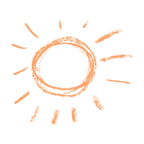 Children's Sun Drawing - Crayons & Pastels Vector Image