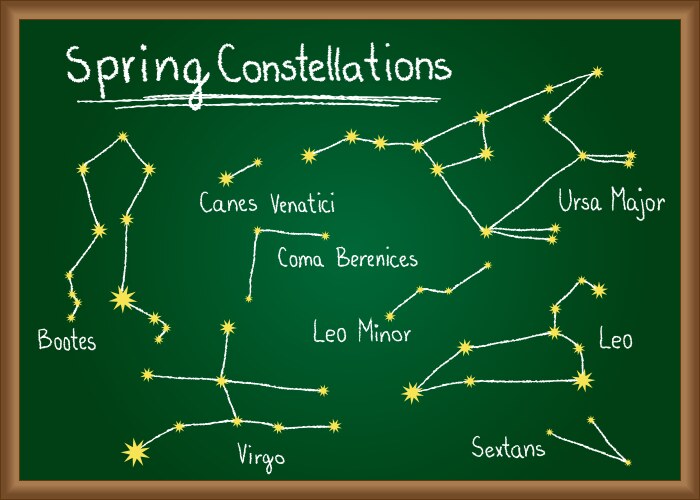 spring constellations on chalkboard vector