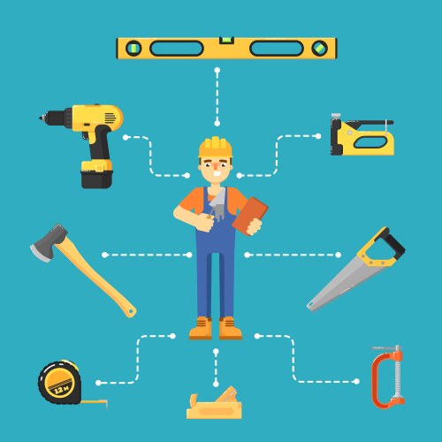 Construction Worker Flat Icon Set – Royalty-Free Vector | VectorStock