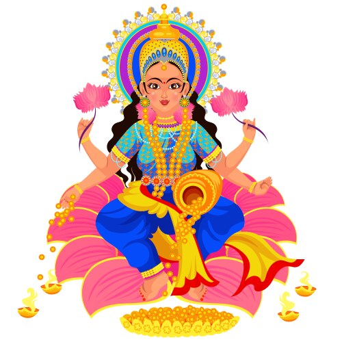 Diwali Lakshmi Goddess of Wealth Vector Image
