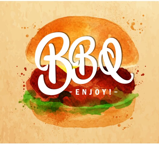 Kraft BBQ Burger Drawing Vector Image