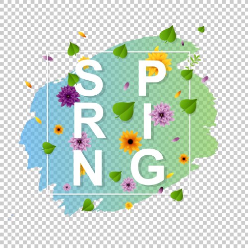 Spring text with leaf transparent background vector image